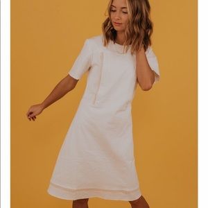 Roolee Mom Polly detail white cotton dress